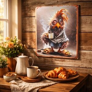 Whimsical Metal Rooster Wall Art. New